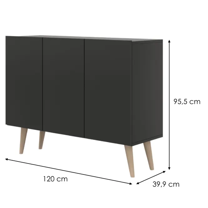 Komód 120 Toronto Fekete,2