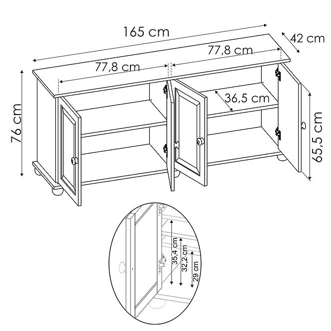 Komód Fenyő KD70 165x76x42