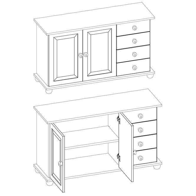 Komód Fenyő KD59 125x76x42,8