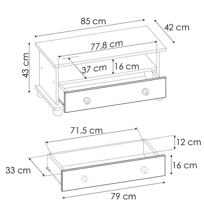Komód Fenyő RTV 85001 85x43x42