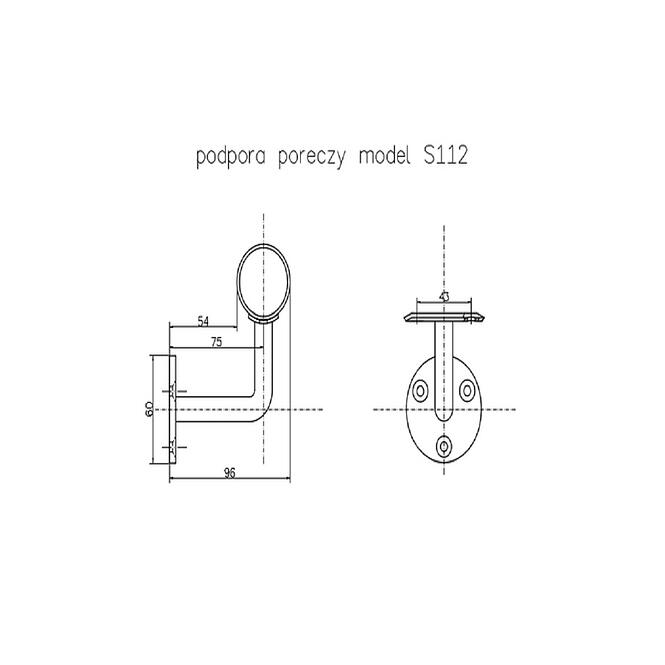 Lapos korláttartó 3 rögzítési ponttal S112,2