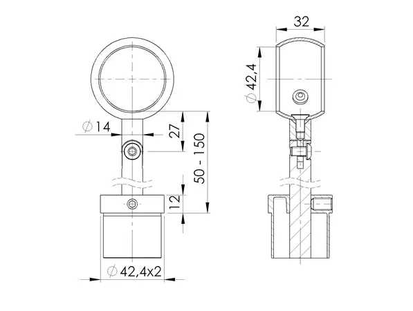 Atlanta oszlop 42,4x970 mm magasságállítással