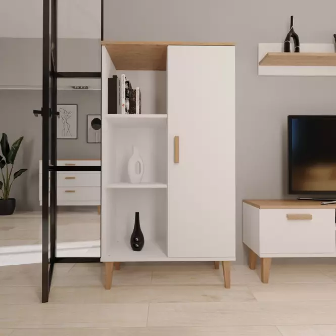 Regál Denver Fehér/Hikora,6