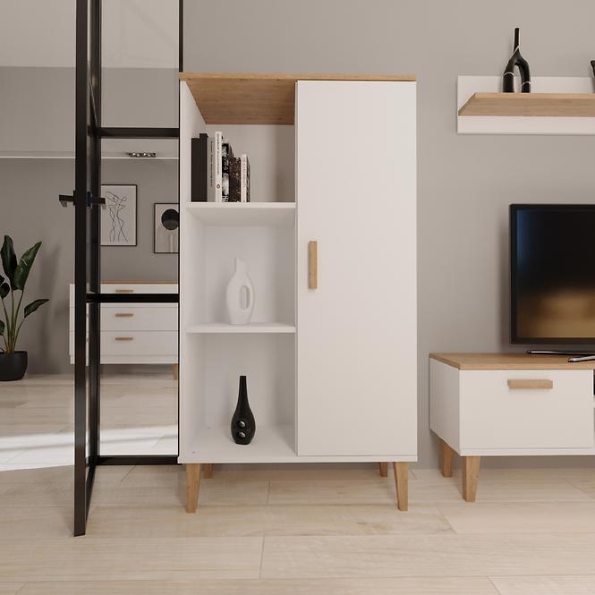 Regál Denver Fehér/Hikora,6