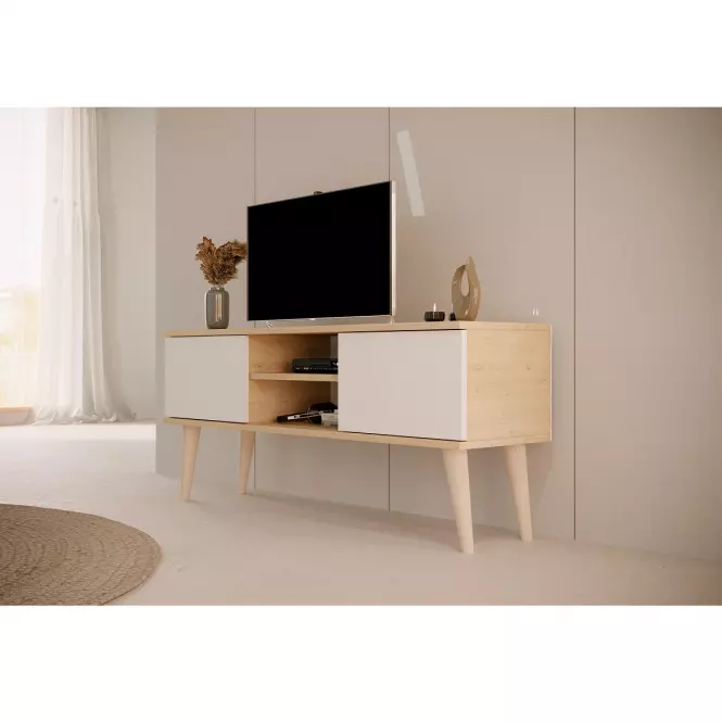 Szekrény RTV 120 Toronto Artisan/Fehér,7