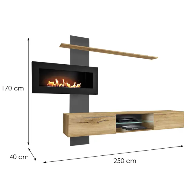 Nappali Bútor Flame B antracyt/tölgy flagstaff,3