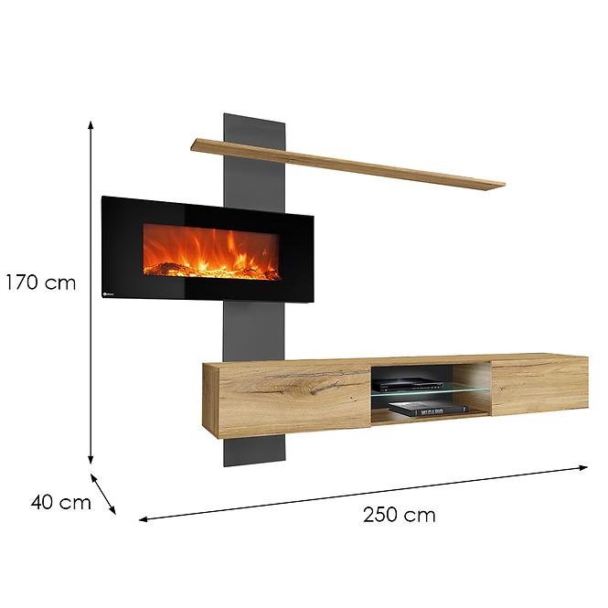 Nappali Bútor Flame E  antracyt/tölgy flagstaff