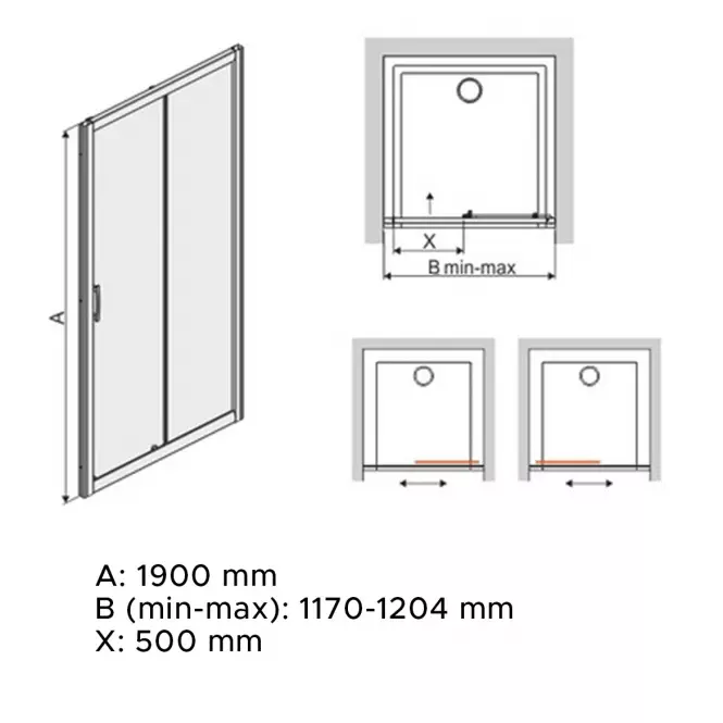 Zuhanyajtó D2/Tx5b 120 W15 Sb Üveg Protect