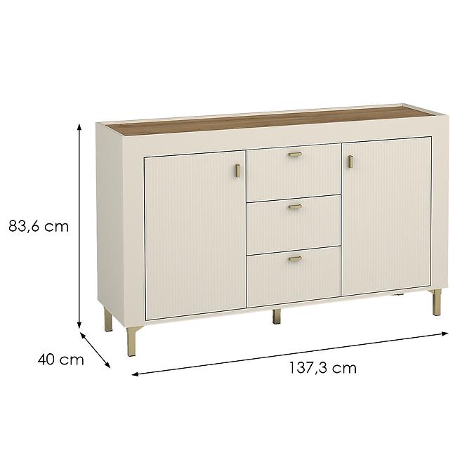 Komód Mossa M06 2D3S tölgy whisky/cashmere 