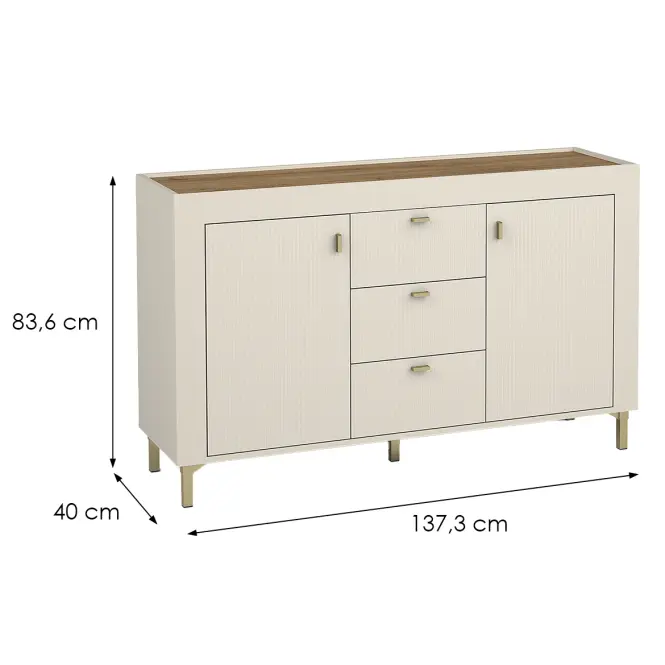 Komód Mossa M06 2D3S tölgy whisky/cashmere