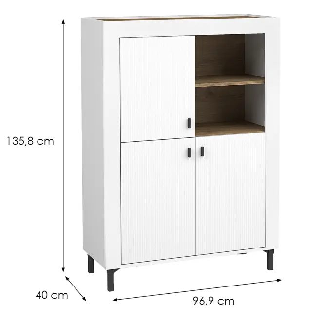 Komód Mossa M05 3D tölgy whisky/fehér mat,2