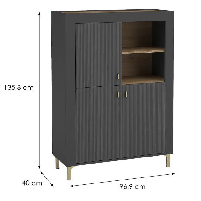 Komód Mossa M05 3D tölgy whisky/fekete matt,2