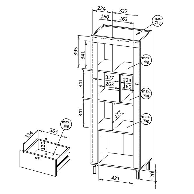 Regál Mossa M04 2S tölgy whisky/cashmere,4