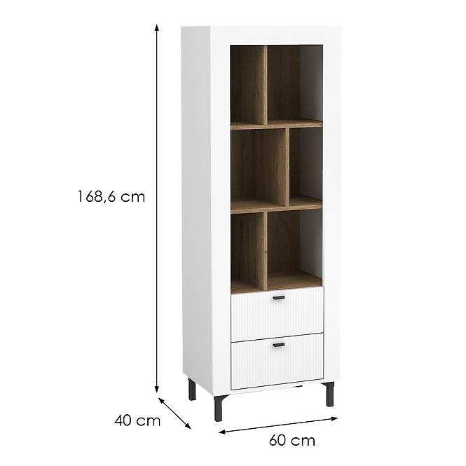 Regál Mossa M04 2S tölgy whisky/fehér matt,2