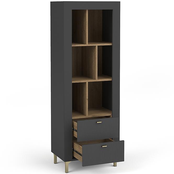 Regál Mossa M04 2S tölgy whisky/fekete mat,3