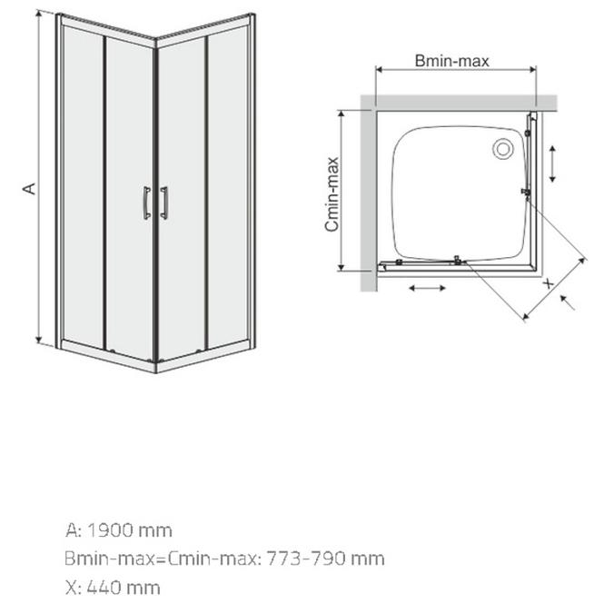 Zuhanykabin Glass Protect  Kw Kn/Tx5b 80 W15 Sb