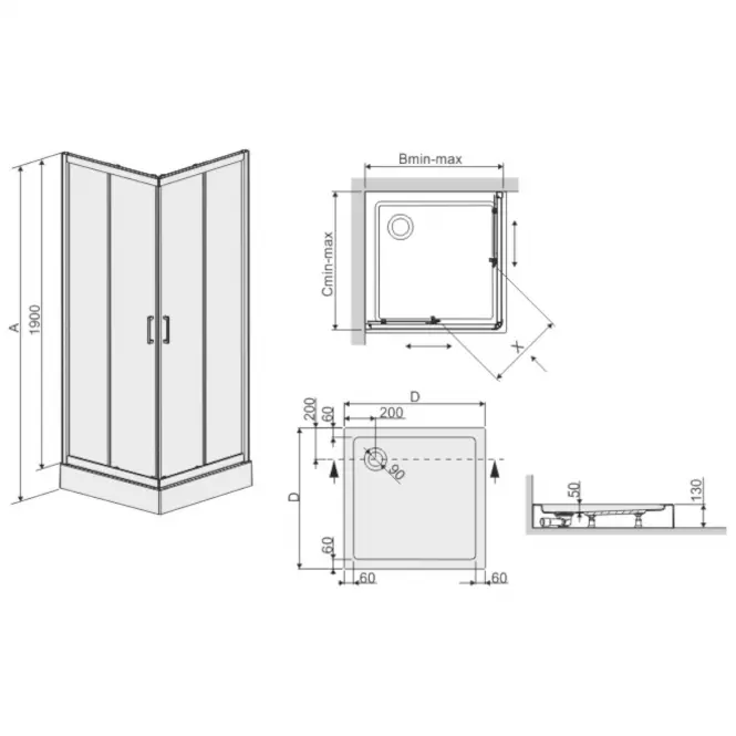Zuhanykabin Glass Protect Kw Kn/Tx5b 90 W15 Sb
