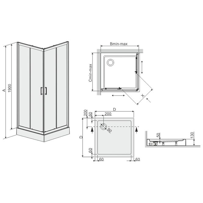 Zuhanykabin Glass Protect Kw Kn/Tx5b 90 W15 Sb