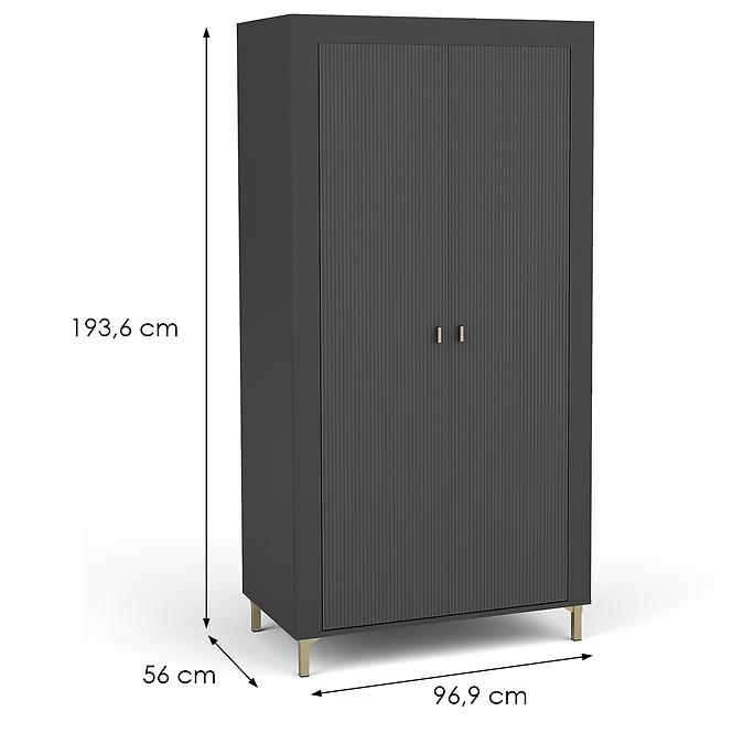 Szekrény Mossa M01 2D tölgy whisky/fekete matt