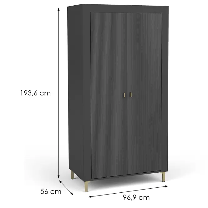 Szekrény Mossa M01 2D tölgy whisky/fekete matt,2