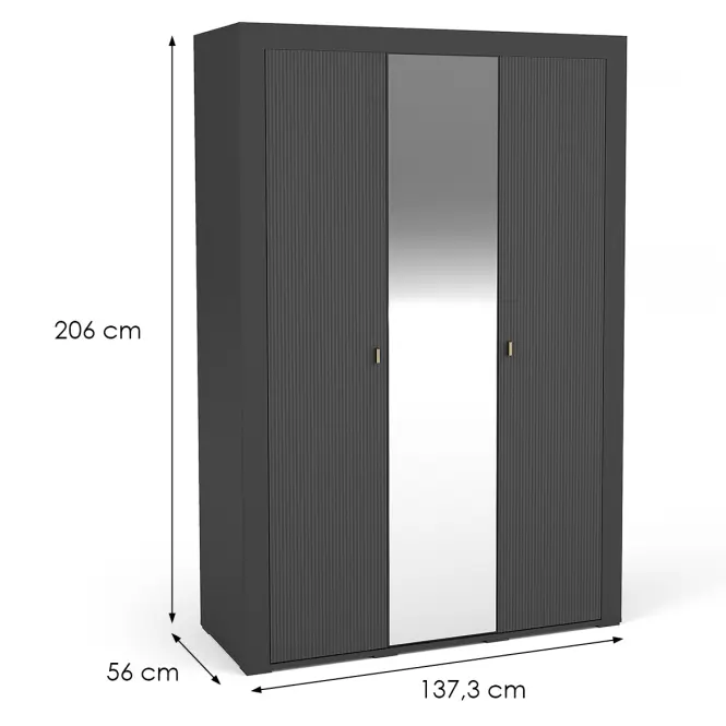 Szekrény Mossa M02 3D fekete matt,2