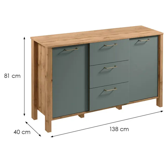 Komód Indygo K2D3S tölgy wotan-green,2