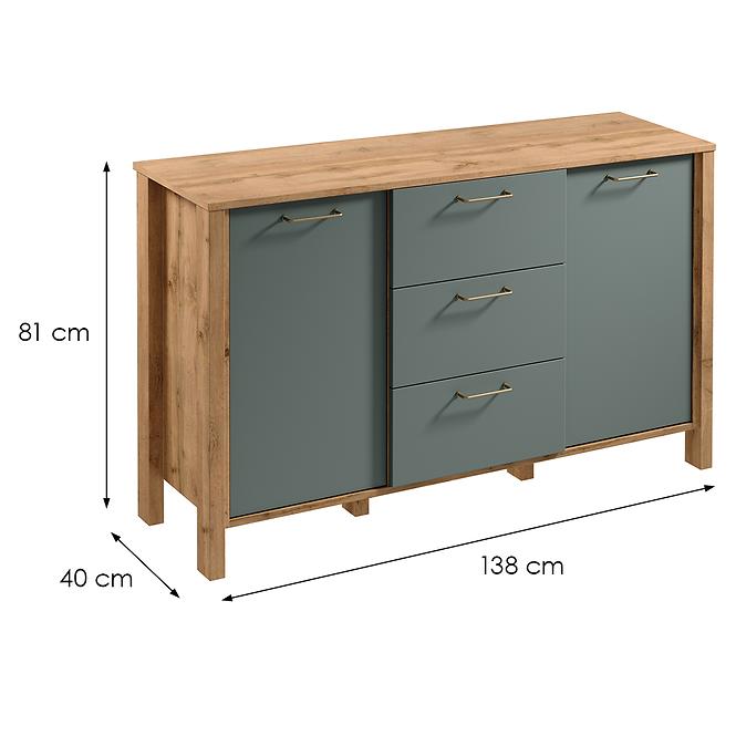 Komód Indygo K2D3S tölgy wotan-green,2