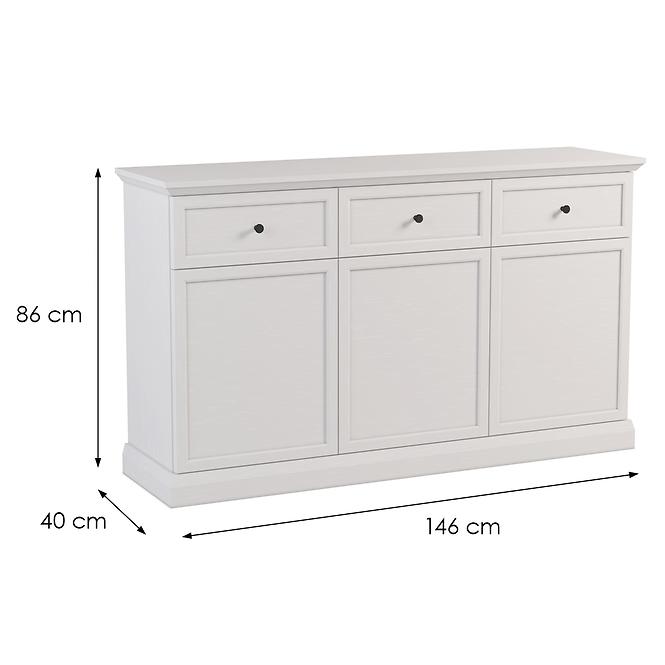 Komód Lucca K3D3S fehér opal,2