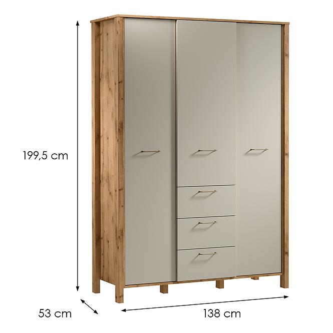 Szekrény Indygo S3D3S tölgy wotan-beige