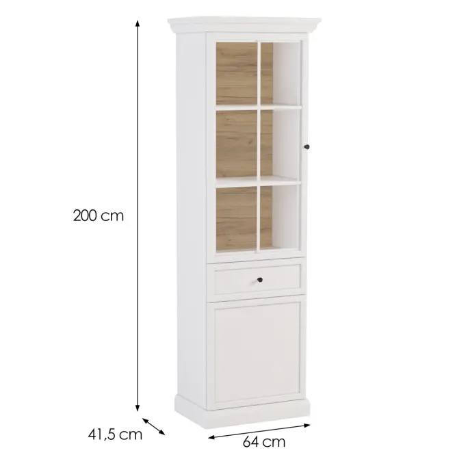 Vitrin Lucca W2D1S fehér opal,2