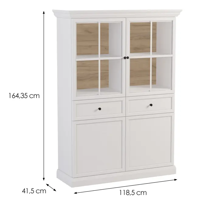 Vitrin Lucca W4D2S fehér opal,2