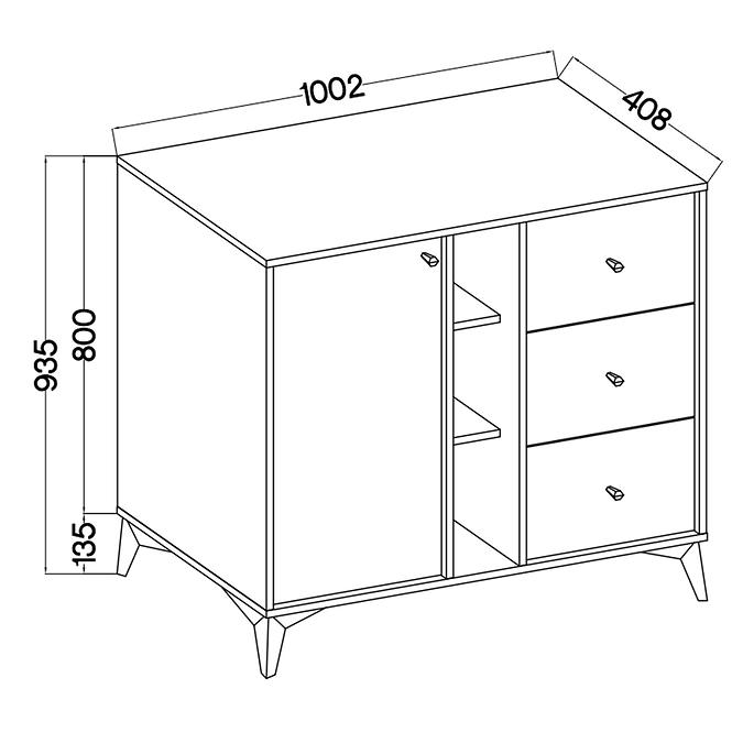 Komód Tokyo 1  1F 3S bézs homok 824