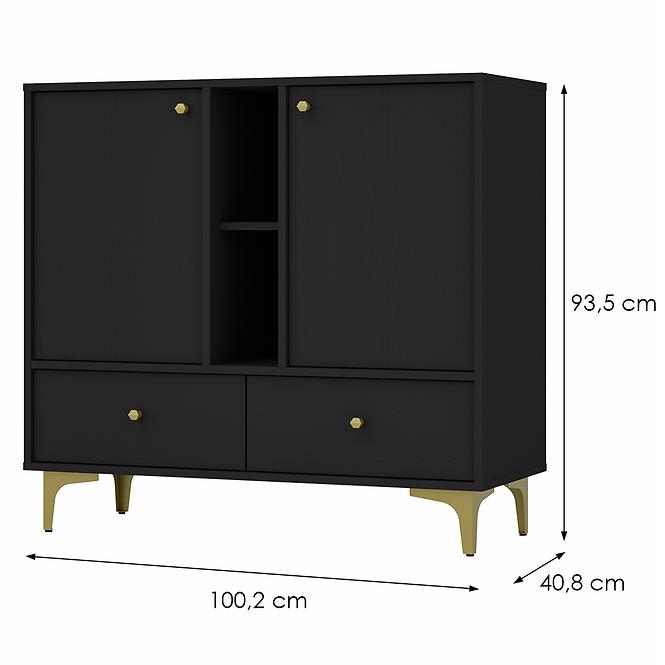 Komód Tokyo 1  2F 2S fekete grafit 825,2