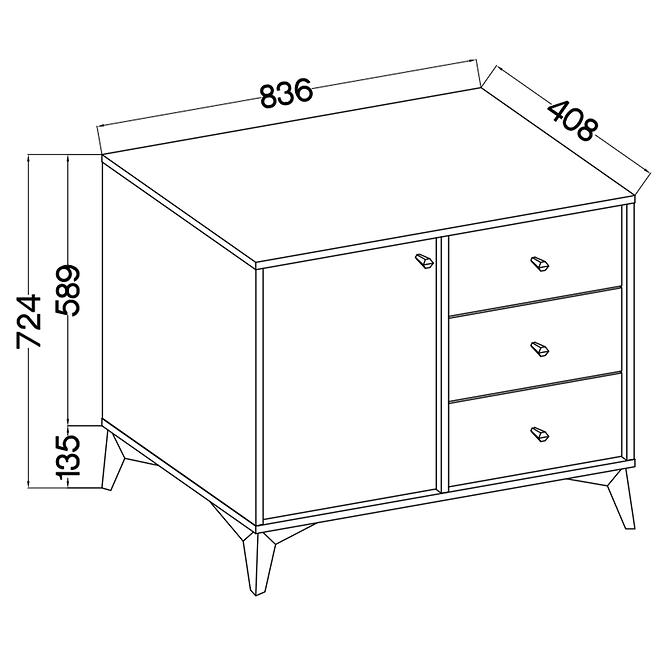 Komód Tokyo 1  1F 3S eukaliptusz 814