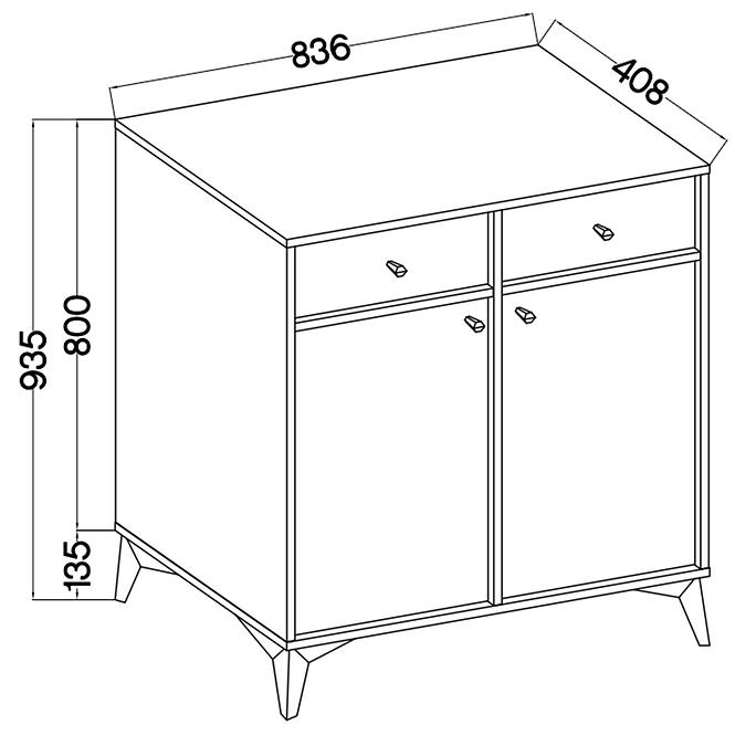 Komód Tokyo 1  2F 2S eukaliptusz 826d