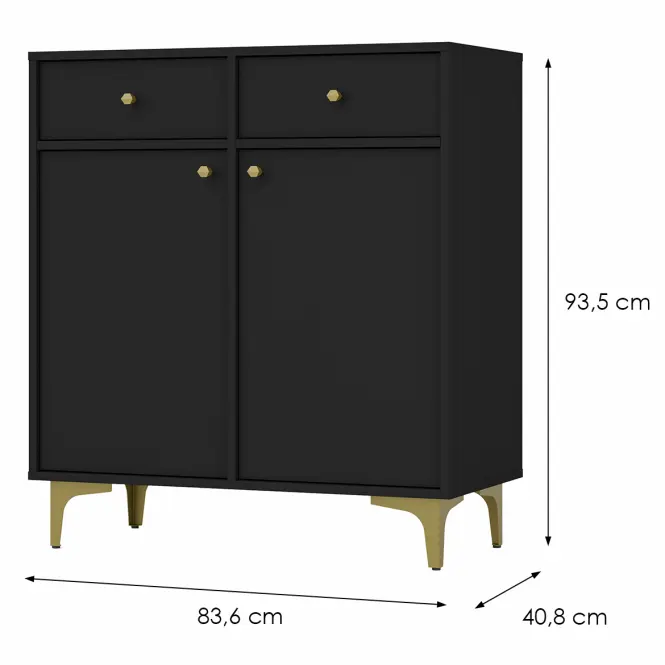 Komód Tokyo 1  2F 2S fekete grafit 826,2