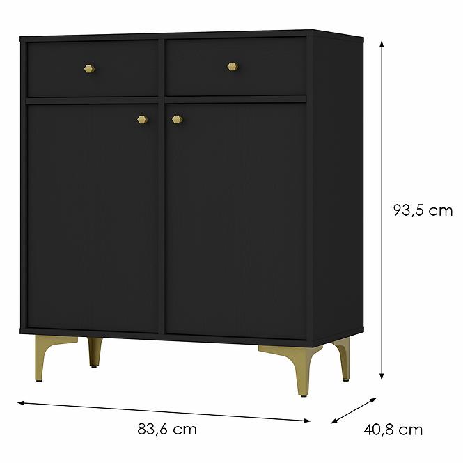 Komód Tokyo 1  2F 2S fekete grafit 826,2