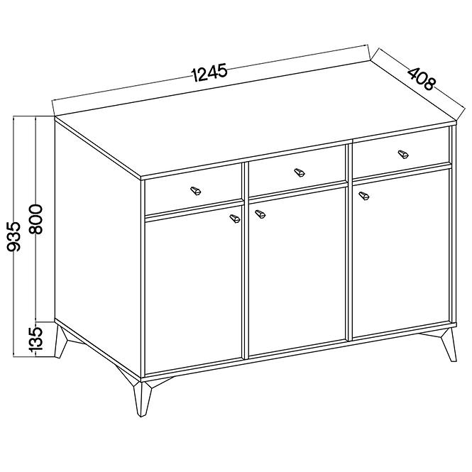 Komód Tokyo 1  3F 3S eukaliptusz 827