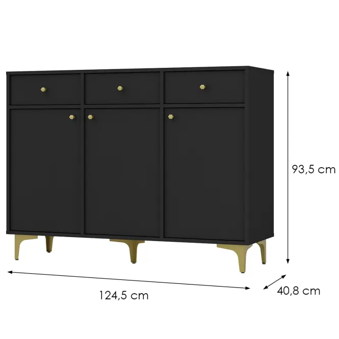 Komód Tokyo 1  3F 3S fekete grafit 827,2