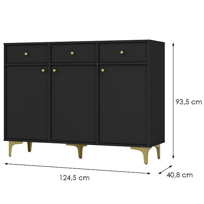 Komód Tokyo 1  3F 3S fekete grafit 827,2