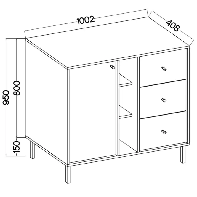 Komód Tokyo 2  1F 3S eukaliptusz 824,3