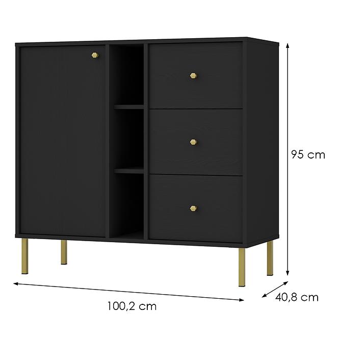 Komód Tokyo 2  1F 3S fekete grafit 824,2