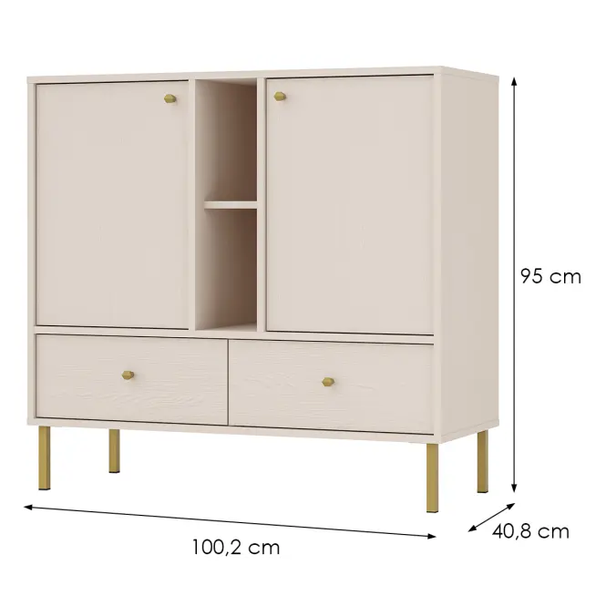Komód Tokyo 2  2F 2S bézs homok 825,2