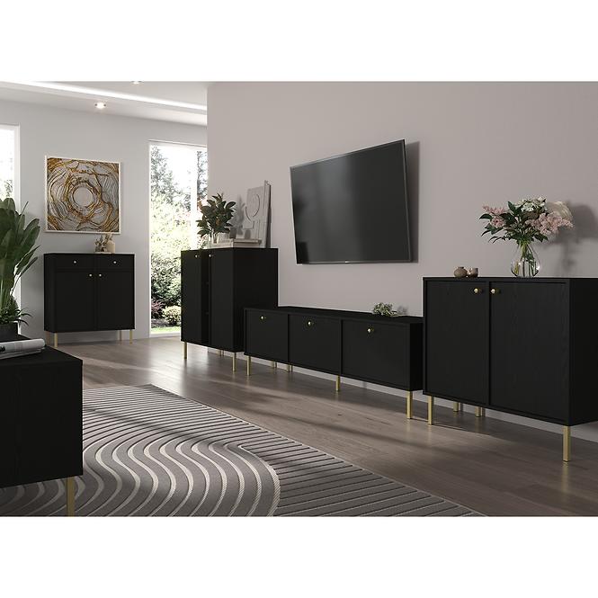 Komód Tokyo 2  2F 2S fekete grafit 826,7