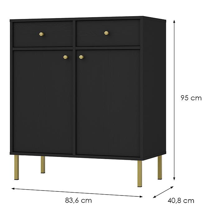 Komód Tokyo 2  2F 2S fekete grafit 826,2