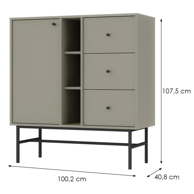 Komód Tokyo 3  1F 3S eukaliptusz 824,2