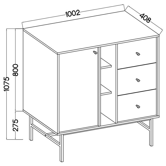 Komód Tokyo 3  1F 3S eukaliptusz 824
