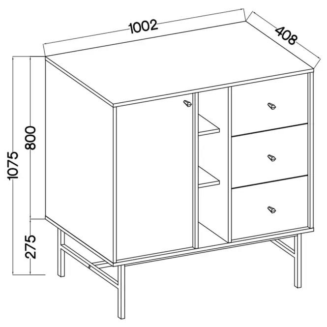 Komód Tokyo 3  1F 3S bézs homok 824,4