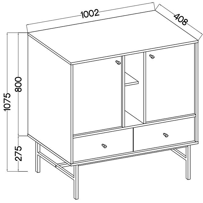 Komód Tokyo 3  2F 2S eukaliptusz 825