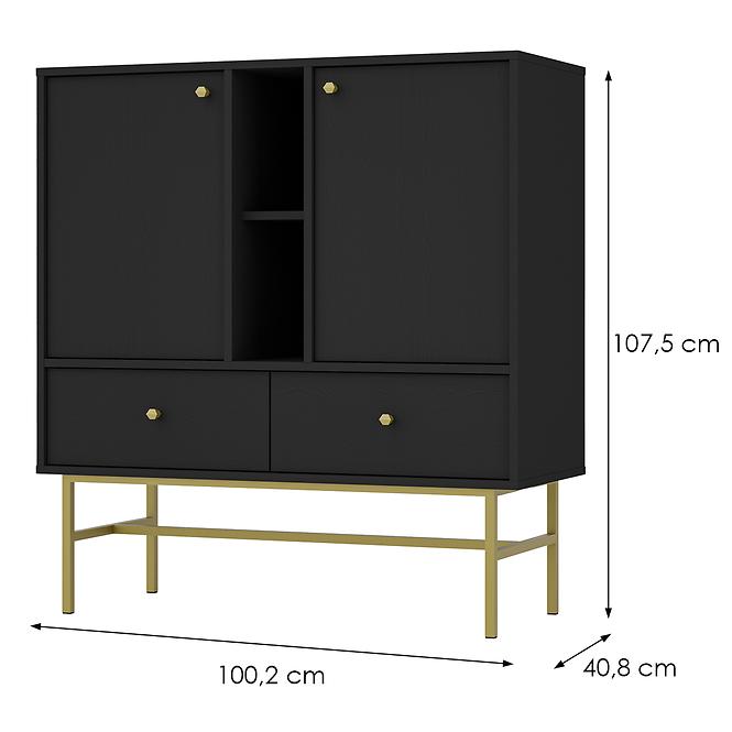 Komód Tokyo 3  2F 2S fekete grafit 825,2